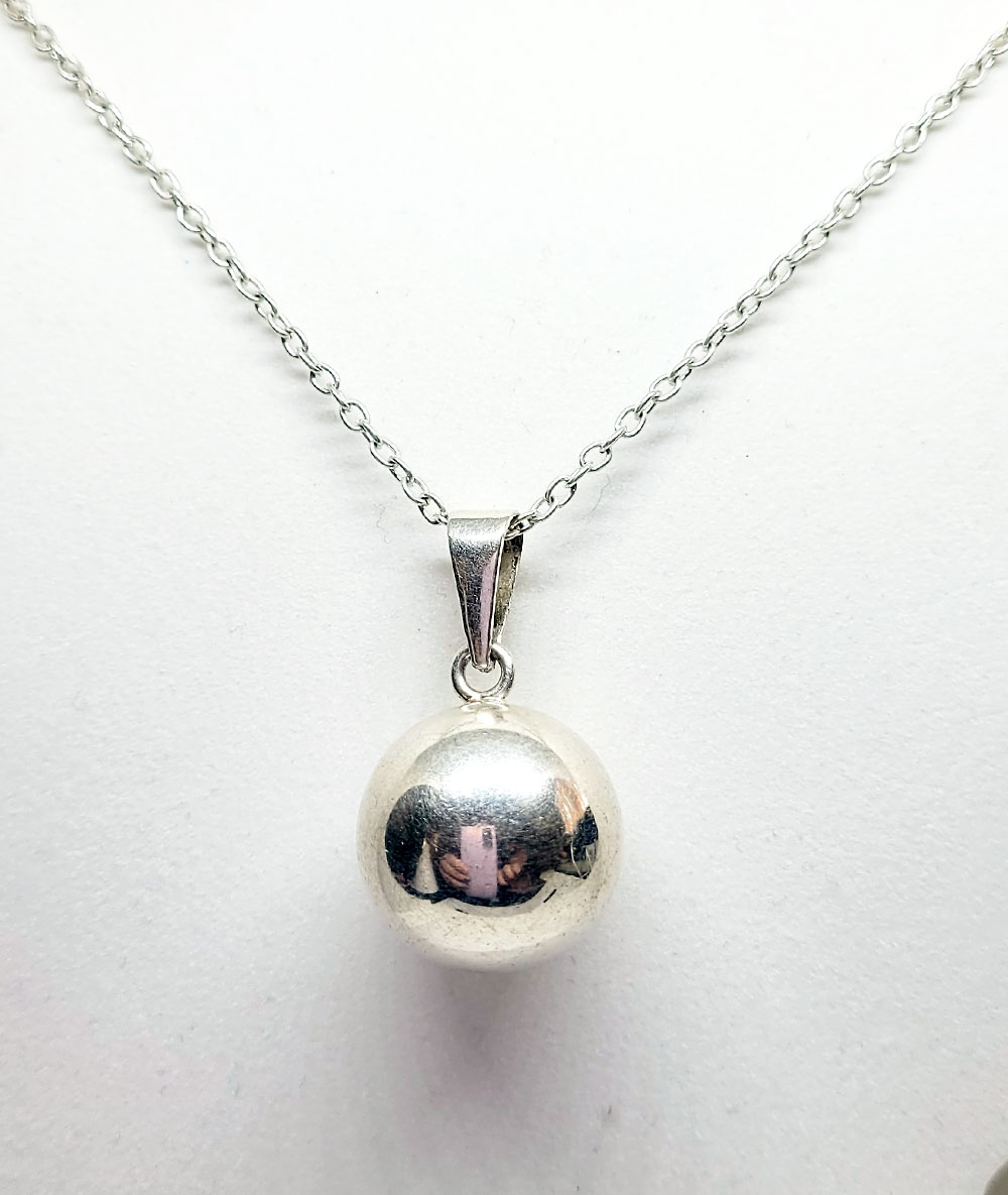 Silver sphere pendant necklace – Red's Jewels